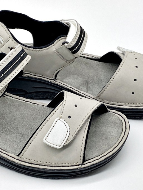 Berkemann Leni 03102-980 szare sandały damskie, nubuk, szerokie, tęgości G-H-J