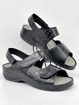 Berkemann Rina 01040-949 czarne sandały na haluksy damskie, strecz, tęgość G-H-J