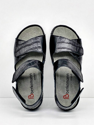 Berkemann Rina 01040-949 czarne sandały na haluksy damskie, strecz, tęgość G-H-J