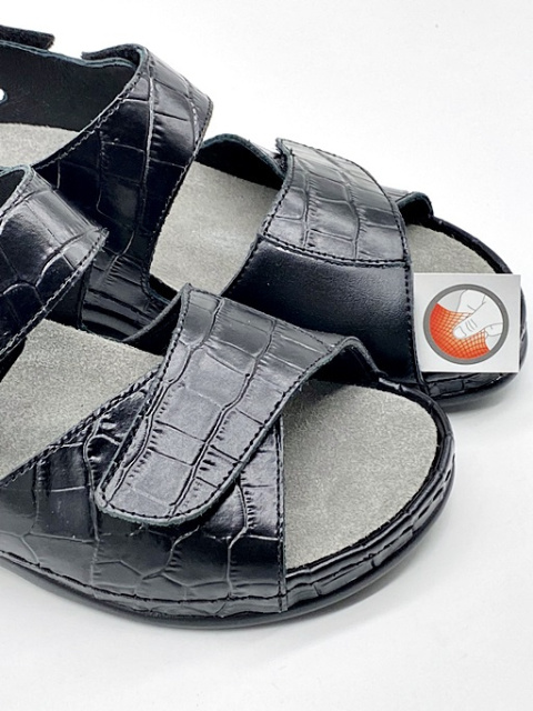 Berkemann Rina 01040-949 czarne sandały na haluksy damskie, strecz, tęgość G-H-J