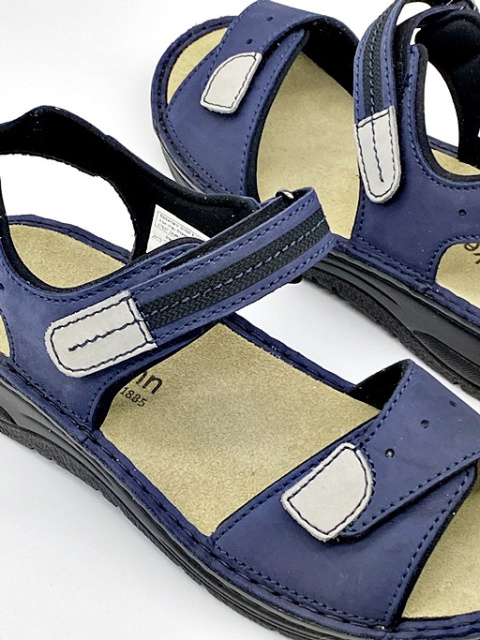 Berkemann sandały Leni 03102-320 granatowe, skóra nubukowa, tęgości G-H-J