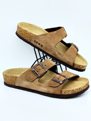 Buty Leon 4010 brązowe klapki zdrowotne damskie, zakres tęgości F-G-H-J