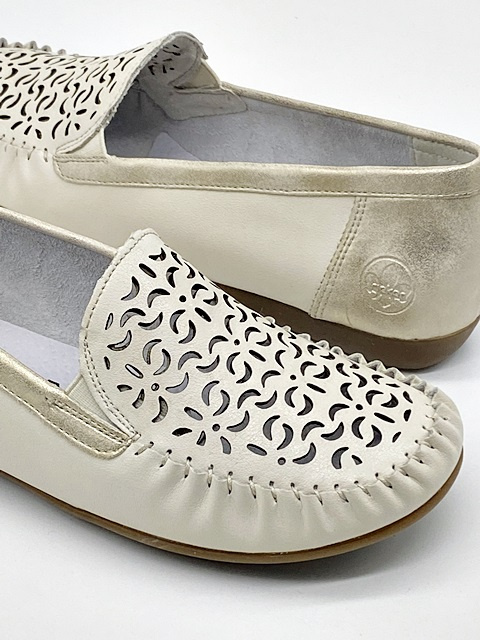 Buty Rieker L6350-60 beżowe damskie mokasyny, tęgość G