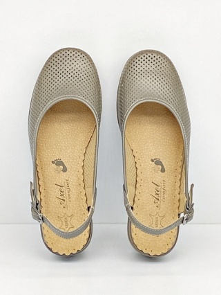 Czółenka letnie Axel 2493 oliwkowe (perła 5), ażurowa cholewka, tęgość G 1/2