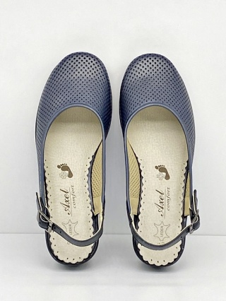 Czółenka na koturnie Axel 2493 granatowe (Marine Gold), tęgość G 1/2