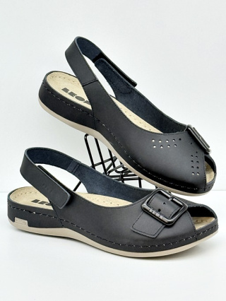 Damskie sandały Leon 968 czarne, regilowana tęgość K-M