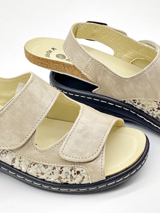 Dr Brinkmann 710220-08 beżowe sandały na haluksy, tęgość K-M