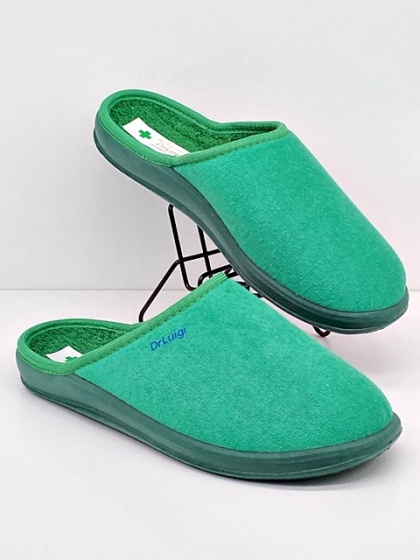 Dr Luigi kapcie damskie PU-01-01 70-zielone (frotte) miękkie i lekkie, tęgość H