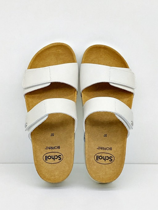 Klapki damskie Scholl Lusaka F31484 1065 białe skórzane, regulowana tęgość F-G-H