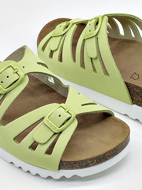 Klapki damskie Scholl Ystad MF29962 1046 zielone, skórzane, tęgość F-G