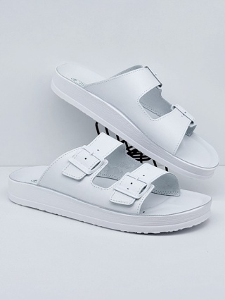 Klapki męskie medyczne profilowane Sanital Flex BIRKE 51U białe, tęgość F-G-H