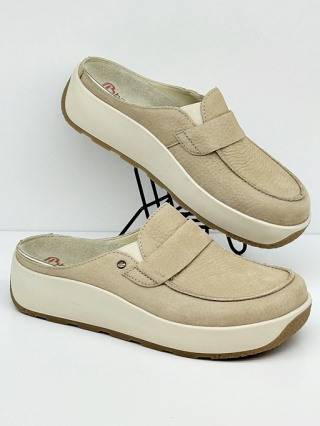 Berkemann Mirella 03913-771 beżowe klapki nubukowe, tęgość H