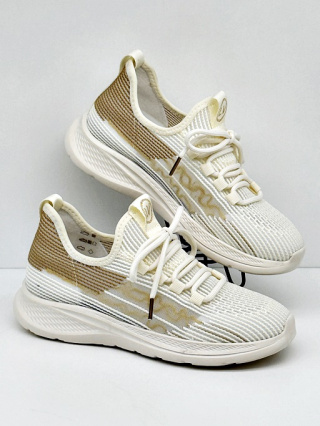 Loretta Vitale W4301 biało beżowe buty damskie sportowe, tęgość F-G (mała)