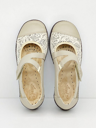 Axel 1878 beżowe baleriny na szerokie stopy i haluksy, tęgość H-J