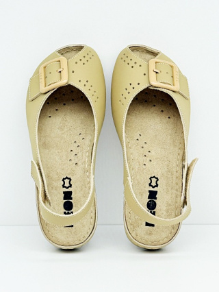 Leon 968 ciemno beżowe szerokie sandały damskie, regulowana tęgość K-M