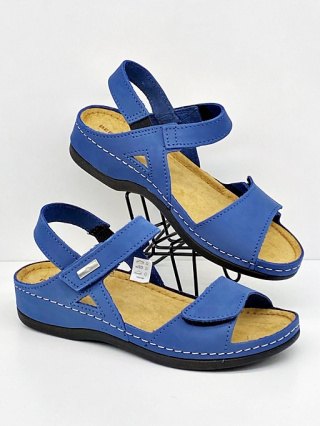 Skórzane sandały damskie BEFADO 158D287 szafirowe, dla stopy normalnej, tęgość G