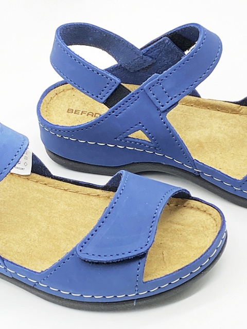 Skórzane sandały damskie BEFADO 158D287 szafirowe, dla stopy normalnej, tęgość G