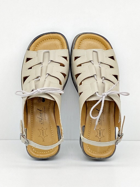 Sandały Axel 2479 beżowe, sandały na tęgą stopę, regulowana tęgość H-K-M