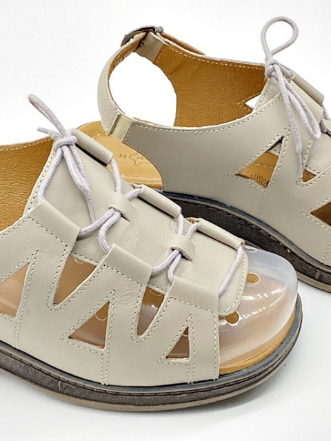 Sandały Axel 2479 beżowe, sandały na tęgą stopę, regulowana tęgość H-K-M