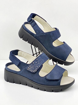 Sandały na szerokie stopy Waldlaufer M-Wiola 870004 162 granatowe, regulowana tęgość M-N