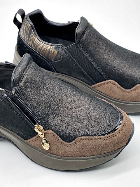 Scholl buty na szeroką stopę Calgary Zip F31756 1019 brązowe, tęgość G