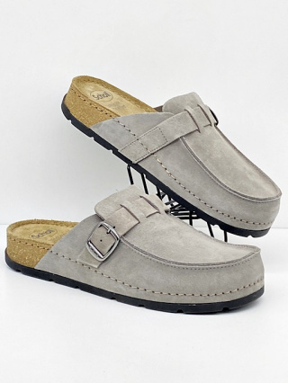 Skórzane klapki Scholl Bora Moccasin F31715 1029 szare, zakres tęgości G-H