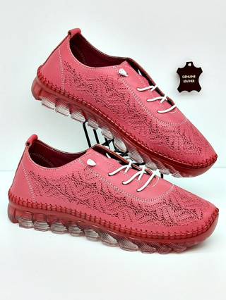 Skórzane półbuty IZZI NY.1670 czerwony, tęgość G-H