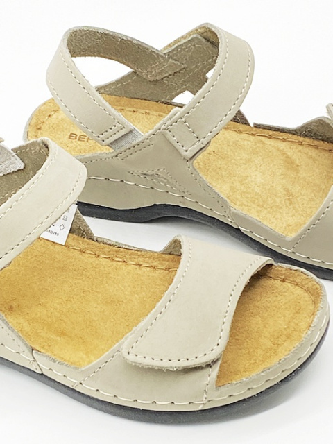 BEFADO 158D289 szare damskie sandały skórzane, zakres tęgościowy F-G-H