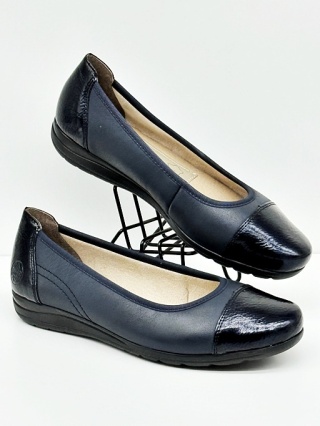 Baleriny Rieker L9351-14 granatowe, tęgość G 1/2, stopa normalna