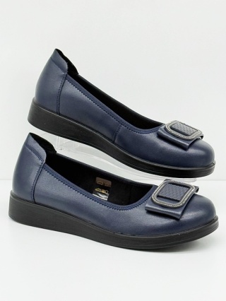 Baleriny damskie skórzane Loretta Vitale W9918B granatowe, tęgość H