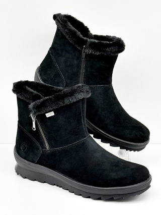Botki Remonte R8486-02 czarny welur, membrana, owcza wełna, tęgość G 1/2