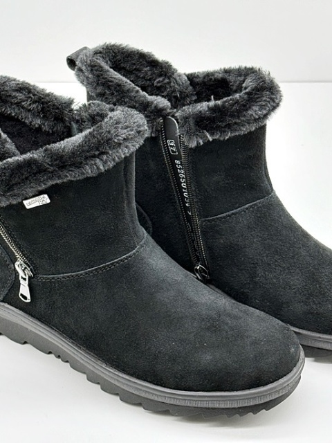 Botki Remonte R8486-02 czarny welur, membrana, owcza wełna, tęgość G 1/2