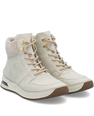 Rieker 44555-60 beżowe sneakersy damskie jesienne, ocieplane, tęgość G