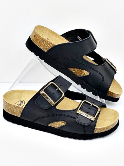 Scholl wygodne klapki Moldava Wedge MF23008 1004 Black (oiled leather), tęgość F