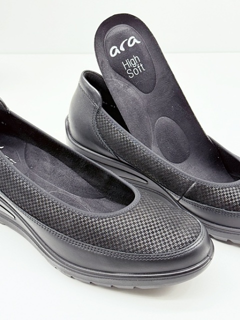 Buty damskie Ara 12-50664-01H Zurich czarne buty na haluksy, koturn, tęgość H