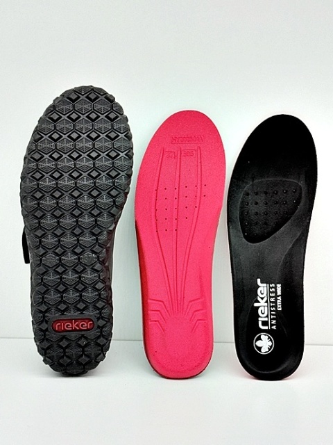 Buty z Riekera 59552-45 grafitowe, damskie półbuty, tęgość H