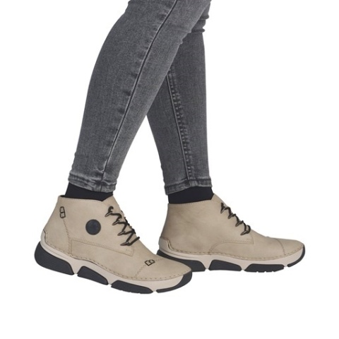 Buty zdrowotne damskie Rieker 45902-60 beżowe trzewiki, tegość G 1/2
