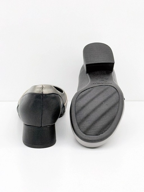 Czółenka New Look na niskim obcasie Piccadilly 145055-3 szaro-czarne, średnia tęgość G