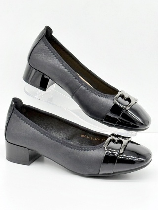 Czółenka damskie Loretta Vitale W5334 czarne, skóra naturalna, tęgość G