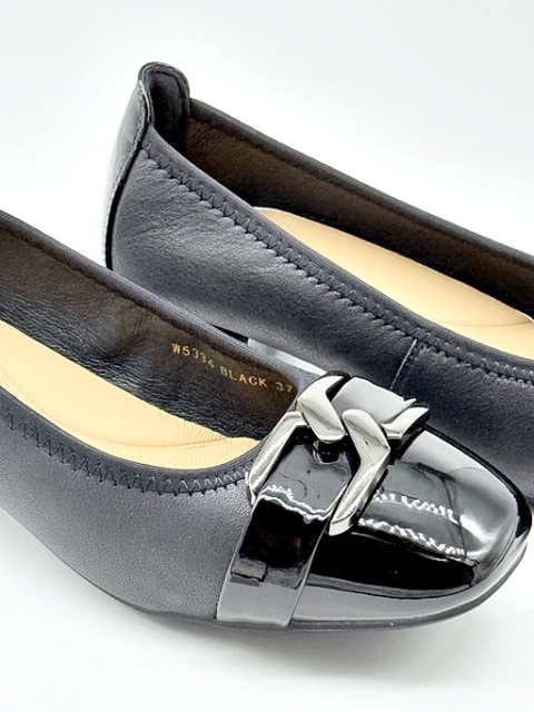 Czółenka damskie Loretta Vitale W5334 czarne, skóra naturalna, tęgość G