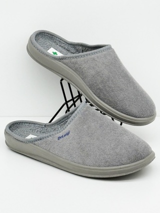 Dr Luigi kapcie zdrowotne PU-01-85-01-85-TF szare (frotte), tęgość H