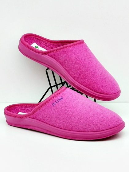 Dr Luigi zdrowotne wygodne kapcie damskie PU-01-01 45-fuksja (frotte), tęgość H