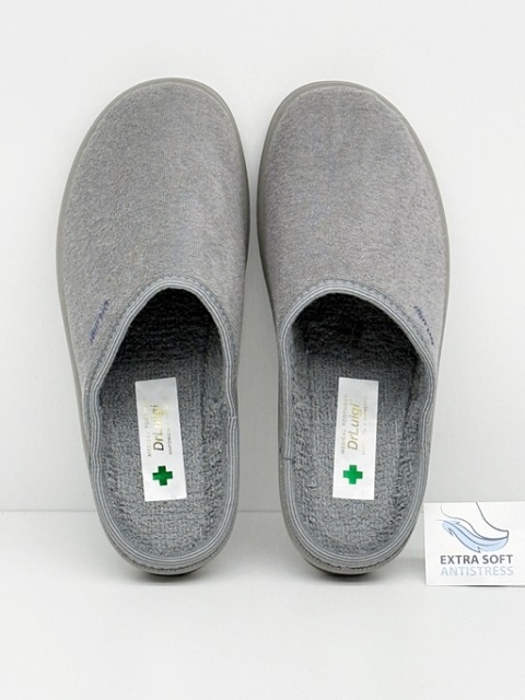 Dr Luigi kapcie zdrowotne PU-01-85-01-85-TF szare (frotte), tęgość H