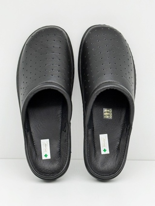 Dr Luigi klapki z zakrytymi palcami PU-01-90-11-90-KS czarne (skórzane), tęgość H