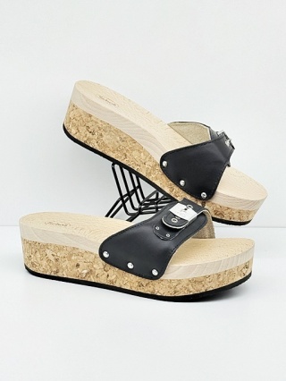 Drewniaki Scholl Pescura Wedge Reese C30674 czarne, tęgość F-G