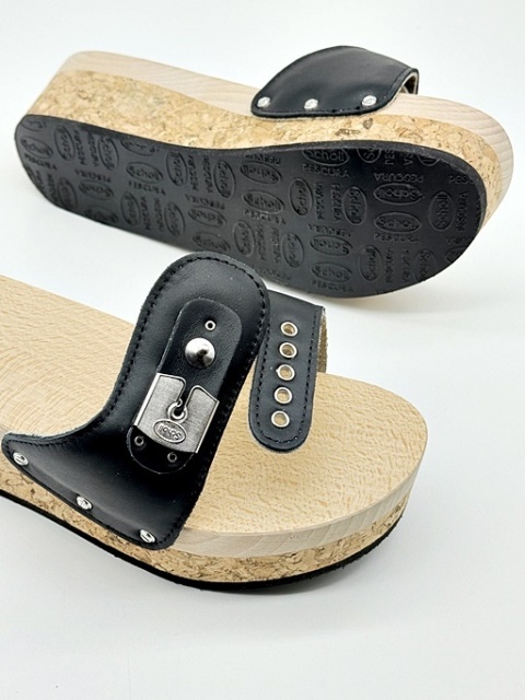 Drewniaki Scholl Pescura Wedge Reese C30674 czarne, tęgość F-G