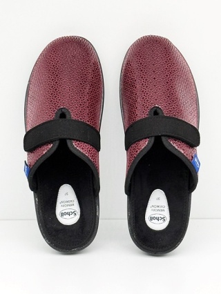 Elastyczne klapki Scholl Elsa Strap F32533 1008 bordowe, stretch, tęgość G