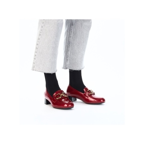 Eleganckie czerwone czółenka Rieker 45052-33, tęgość G 1/2