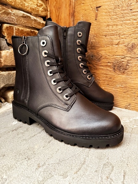 skórzane czarne Botki