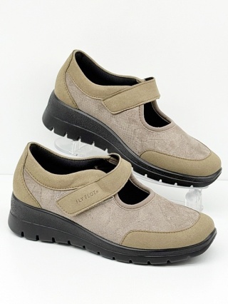 Fly Flot 47Z64MX beżowe półbuty z paskiem, tęgość H